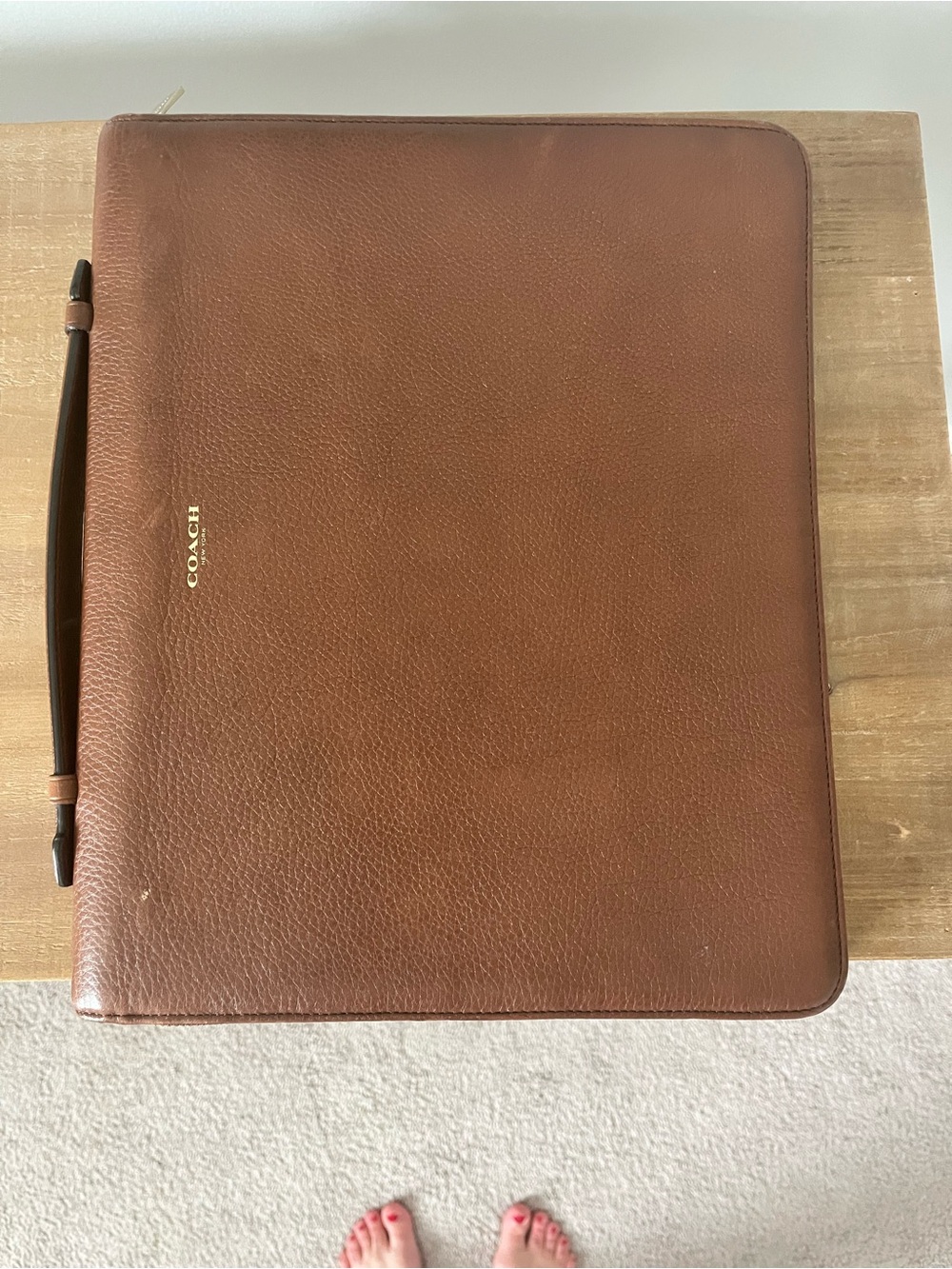 Coach Brown Leather Zip Portfolio Briefcase - Picture 2 of 4